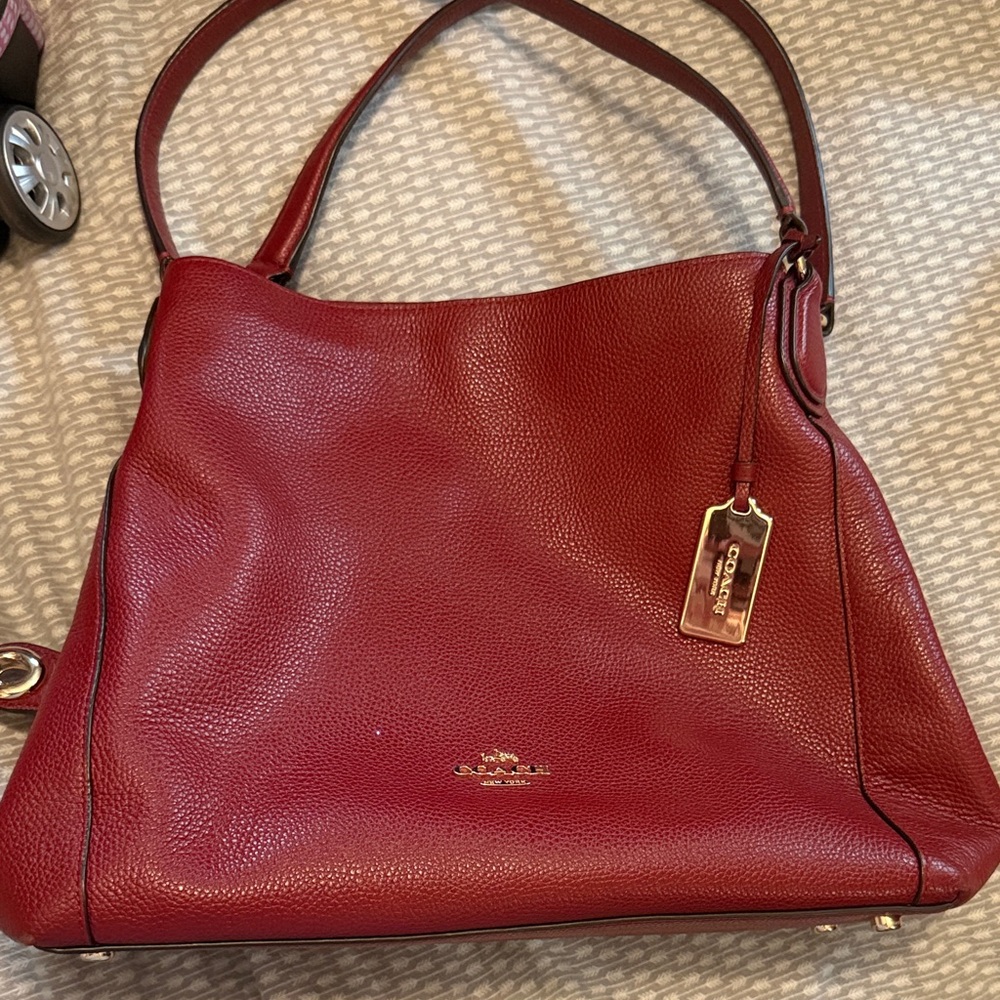 Coach Deep Red Leather Shoulder Bag